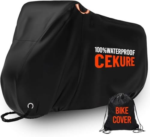 Cekure 600D Bike Cover Waterproof Outdoor for 2 Bikes Oxford Tear Resistant and Windproof Outdoor Storage Bicycle Cover, Stationary Bike Cover for Ebikes Comes with Carry Bag