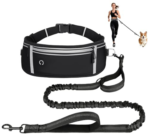 OFFCUP Correa Multifuncional, Correa para Perro con Riñonera, Correas para Perro con Manos Libres con Cinta Reflectante para Correr y Caminar