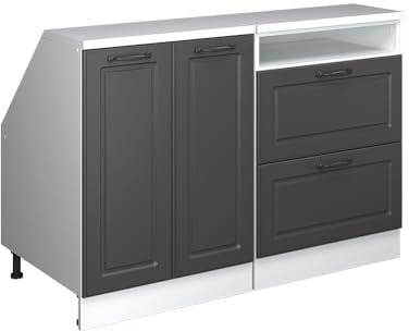 Vicco Küchenschrank für Dachschrägen R-Line, Anthrazit Landhaus, 120 cm 2er Set Schrankkorpuss 60 cm Tiefe, geeignet für schräge Wände und Variable Küchenmontage
