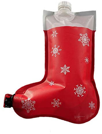 Happy Hangover Wine and Spirit Hanging Christmas Holiday Stocking Flask, Red/White