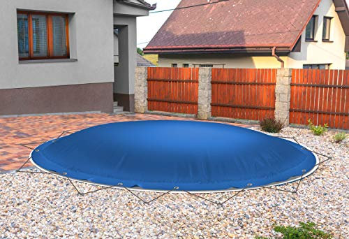 ANKO PLANEN Aufblasbare Poolplane rund AirDeluxe - 1360g/m² (2X 680 g/m²) - Poolabdeckung rund - wasserdicht & UV-beständig - Blau - Poolinnendurchmesser: 370cm
