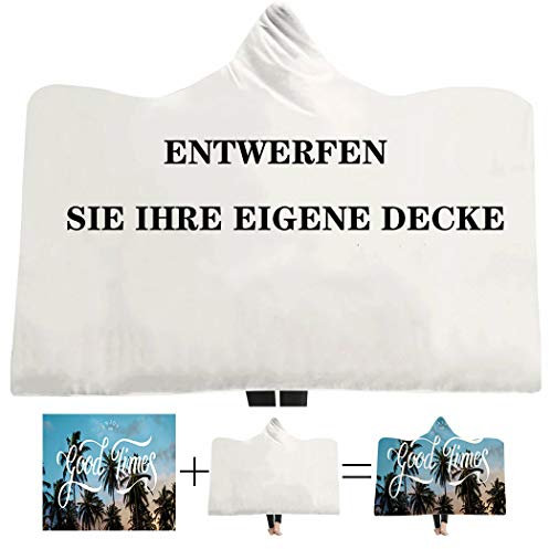 ANDISI Personalisierte Foto Decke Decke mit Kapuze Fotodecke mit eigenem Foto 3D Lustig Tragbare Decke Fleecedecke Kuscheldecke (Kid 130X150CM)