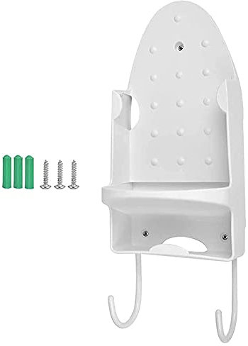 Apofly Ironing Board Hanger Rack Wall Mount Small Electric Iron Holder over Door Basket Storage Organizer for Laundry Room White