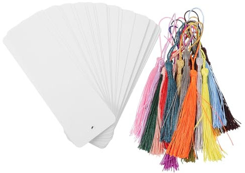 Cabilock 24pcs Paper Blank Bookmarks with Colorful Tassels, DIY Unfinished Blank Book Marks Craft Supplies, Bookmark Making Kit for Kid, Students, Book Lovers, Teens Boys Girls Make Your Own Bookmark