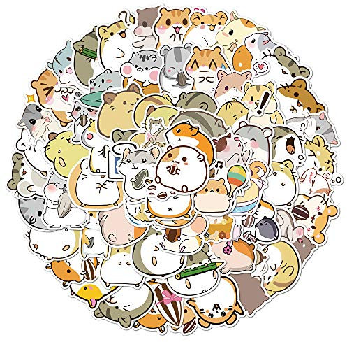 100 Stück Hamster Aufkleber Niedliche Vinyl Sticker für Wasserflaschen, Tumbler, Gepäck, Skateboard, Stoßstange, Sammelalbum, Becher, Aufkleber, Geschenk für Kinder, Teenager, Erwachsene