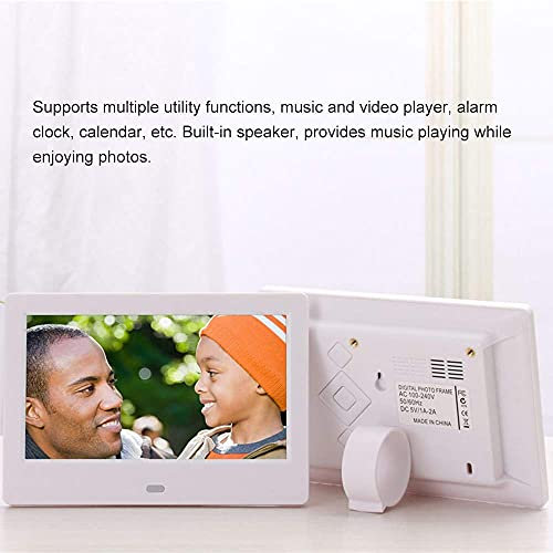 Samnuerly 7 LEDs Digital Photo Frame 1024 * 600 Screen Desktop Album with Infrared Remote Control Multi Languages Detchable Bracket,White