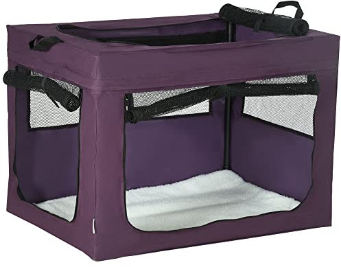 PawHut 80cm Pet Carrier, Cat Carrier Cat Bag, Pet Travel Bag w/ Cushion, Carry Bag, for Small and Medium Dogs - Purple