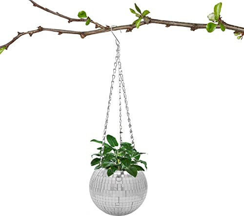 Tumotsit Boule Disco, Vase à Fleurs - Jardinière Miroir Suspendue d'Intérieur 6 Pouces