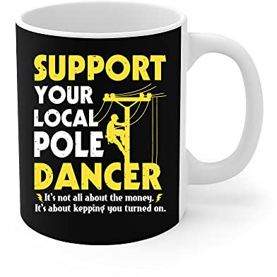 456 Tasse En Céramique Café Soutenez Votre Danseur Local Pole Dancer Funny Electrician Lineman Avec Poignée Tasse Céramique Personnalisable Tasses De Petit Déjeuner Pour Maman Pères 330Ml