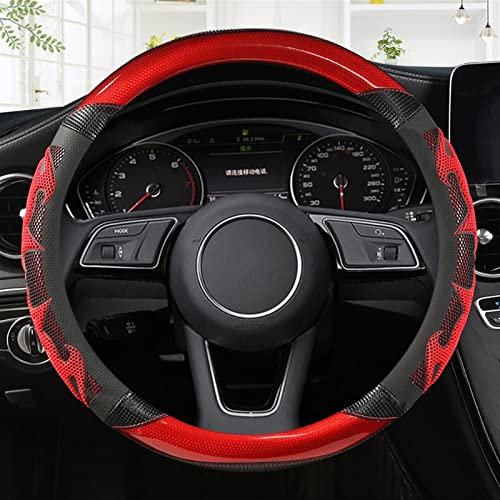 STAFU Lenkradabdeckung Auto-Carbon-Faser-Leder-Sport-Lenkrad-Abdeckung Anti-Rutsch-Auto-Zubehör Für Audi A1 8X A2 A3 Q3 Q5 Q2 A4 A5 A6 (Color : F)