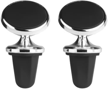JNNJ 2 Pièces Support Téléphone Magnétique, Magnetique Portable Aimant Adhésif pour Smartphone, Porte Telephone Voiture Magnétique Renforcé Grille Aeration Rotation 360° pour Phones(Argent)