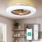 CHANFOK Low Profile Ceiling Fan with Light - Modern Flush Mount Enclosed Ceiling Fan 22 LED Dimmable Bladeless Ceiling Fans with Remote Control,Smart 3 Light Color and 6 speeds 7 Blades