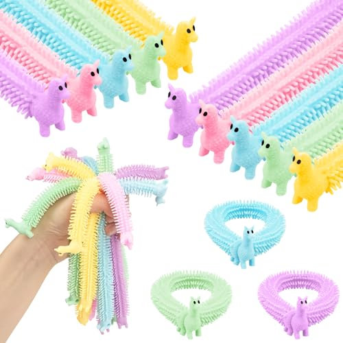 Ainiv Alpaka Stretchy String Spielzeug, 10er Pack Stressabbau Spielzeug Squeeze, Stretchy Strings Sensorische Fidget Spielzeug für Kinder & Erwachsene mit Autismus und ADHD Therapie