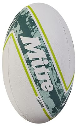 Mitre Sabre D4P Rugby-Ball | Extrastarkes Futter | Volle Gewicht | Sehr beliebt Rugbyball, Weiß/Mint/Limette, 5