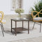 OHOOWOO Table d'appoint Marron 45x45x45 cm Poly rotin et Verre trempé,Table Basse en résine tressée avec Rangement Idéale pour l'extérieur et l'intérieur
