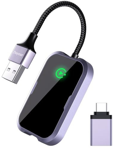 Dayear Wireless CarPlay Adapter - Convert Wired to Wireless Control for Cars from 2017 & iPhone iOS 10+ (Plug & Play)