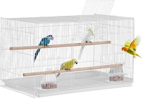 VEVOR Vogelkäfig, 760x460x455mm Metallkäfig für kleine Papageien, Kanarienvögel, Nymphensittiche, Unzertrennliche, Finken, Wellensittiche, Conures, Vogelhaus für unterwegs mit Griff & Sitzstangen