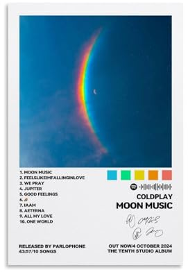 Caiioue Coldplay Poster, Vintage-Rockband-Albumcover, Musikposter für Zimmer, ästhetische Leinwand, Wandkunst, Schlafzimmerdekoration, 30 x 45 cm