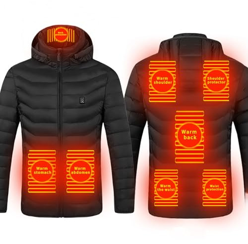 Générique Veste Chauffante USB, Doudoune Manteau Chauffant Électrique Hommes Femmes Lavable avec 3 Niveaux de Chauffage et 11 Zones Chauffage pour Ski Plein Air Randonnée Hiver Moto Chasse Camping