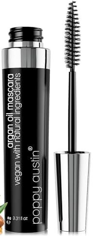 Poppy Austin - Mascara Vegan Marron Volume et Longueur Waterproof - Mascara Volumisant Doux et Hypoallergénique, Bio et Cruelty-Free, Idéal pour les Yeux Sensibles (8 grammes, Black)