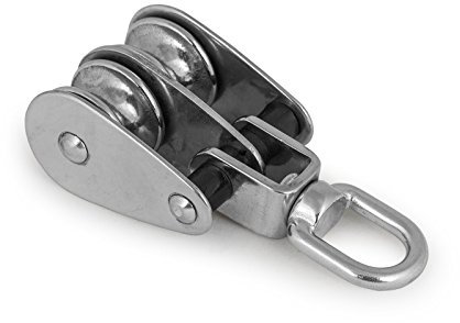 wellenshop Block 25 mm Edelstahl mit 2X Rolle Doppelblock Seilblock Umlenkrolle Boot