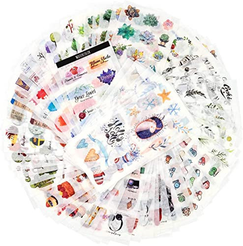 72 Blätter Scrapbooking Sticker Journal Sticker Erwachsene Washi Aufkleber Planner Aufkleber Decor Aufkleber 12 Themen Sortiert für Tagebuch Notizbuch DIY Kunst und Handwerk (Leisure Life)
