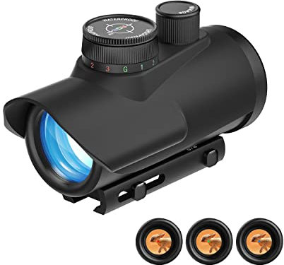 ESSLNB Red Dot Visier 11mm/22mm Schiene Airsoft Visier Leuchtpunktvisier Rot/Grün/Blau Punkt Visier 30mm Objektivöffnung mit Schutzkappe für Jagd Softair und Armbrust