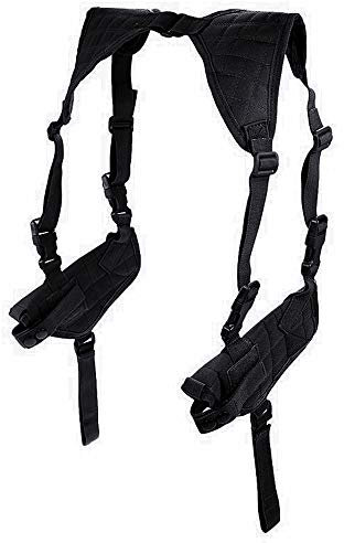 HWZ Tactical Universal Double Draw Shoulder Holster,Adjustable Elastic Band Women Men (black)