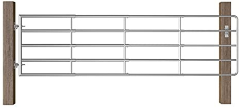 Selbstschließender Verschluss,Verzinkt,Metall Weidetor,5-Rohre-Weidetor Stahl (115-300)×90 cm Silbern