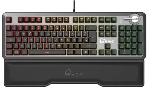 QPAD MK-95 Pro Gaming Premium Opto Mechanische Tastatur, Opto Mechanical Keyboard mit 2in1 Q Switch (Linear Rot und Taktil mit klick Blau), RGB LED Beleuchtung, Deutsches QWERTZ DE Layout, Anthrazit schwarz