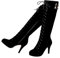 getmorebeauty Damen Wildleder Schnalle Rock Schnürschuh Reißverschluss Kniehohe Stiefel High Heel Stiefel, Schwarz, 41 EU