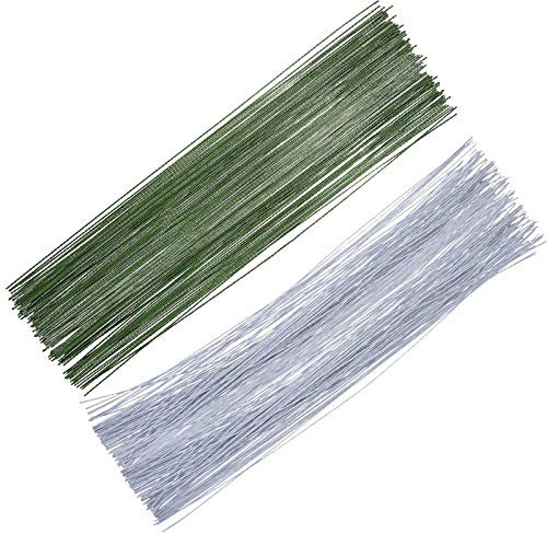 BEHAHAI 200pcs Floral Wire Stems,0.45mm 26 Gauge Stem Wire Floral Wire Sugar Flower Wire Flower Craft Wire Thin Flower Wire Green Stub Wire Floristry Cake Wire for Diy Flower Making Crafting Wrapping