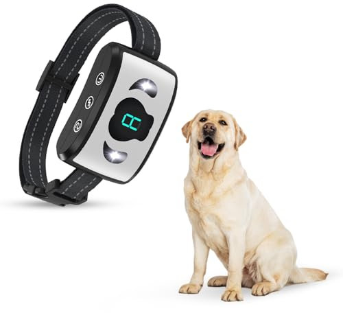 Collar Antiladridos para Perros Automático Sin Descarga con Correa Ajustable 12-55cm - con 7 Niveles de Vibración y Sonido para Adiestramiento, Recargable con USB, Pantalla LED y Resistente al Agua