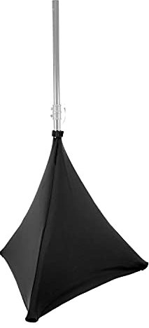 BoomToneDJ LYC-ST70-BK Housse en lycra noir extensible pour base pieds d'enceinte. Housse triangulaire pour pieds de haut-parleurs. Lycra double face 70cm de haut. Lycra ignifugé 190 gr/m². DJ mobile.