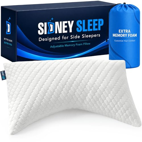 Sidney Sleep Adjustable Curved Pillows for Neck and Shoulder Support with Extra Shredded Fill - Cervical Contour Pillow for Side and Back Sleepers - Queen Size 19 x 29 CertiPUR-US Certified (White)