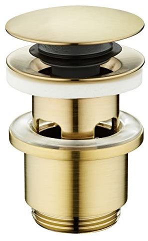 Edouard Rousseau Bonde de Lavabo Clic-Clac, diam. 63 mm, certifié NF, avec Trop Plein, Standard, Finition Laiton Brossé