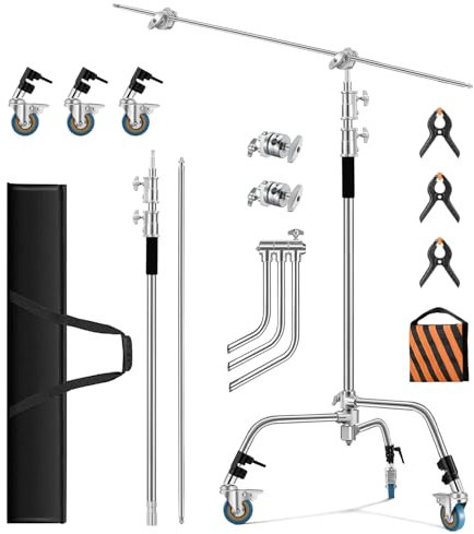 Soonpho 100% Métal Trépied C-Stand 3,3 m Réglable, avec Rallonge De 1,2 m, 3 Roues Et Sac De Transport, Utilisé pour Réflecteur Vidéo Studio Photo, Lampe Simple, Boîte Souple