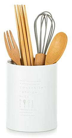 Pot Ustensiles Cuisine Porte Couvert: Blanc Crème Egouttoir Couvert Range Couvert Vertical de Style Nordique Vintage Ustensiles de Cuisine Inox Robustes et Durables avec Surface Mate Porte Ustensiles