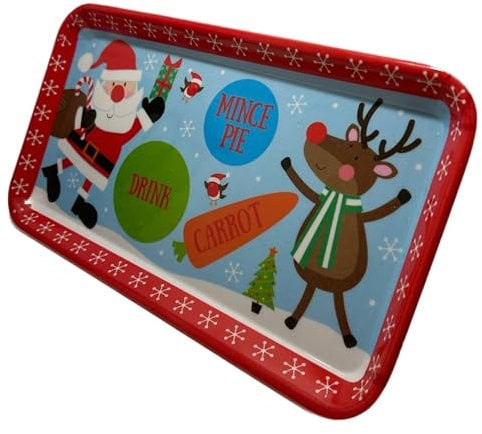eBoutik - Childrens Christmas Plate for Santa - Reusable Santa Claus & Rudolph Reindeer Treat Plate - Xmas Eve Mince Pie, Milk and Carrot