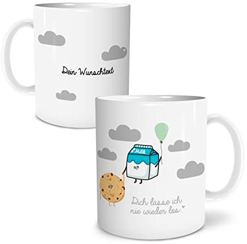 OWLBOOK® Personalisierte Geschenke für Frauen Tasse Personalisiert Name Cookie & Milk Tasse mit Spruch für Freund Freundin Mann und Frau zum Valentinstag Keramik 300 ml
