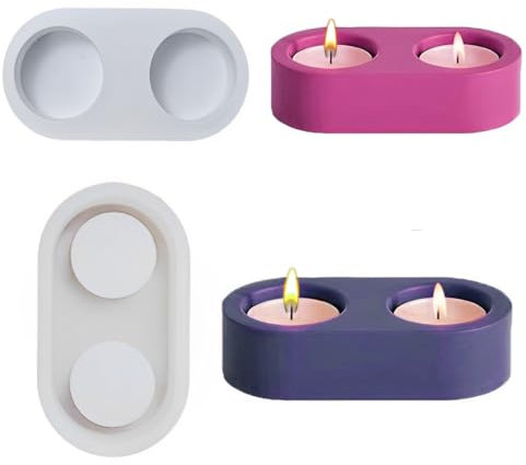 HyzaPhix Moule Resine Epoxy pour Bougeoirs, Moulle Silicone Porte Bougie Chauffe Plat Moulage Chandelier Tealight Candle Holder Resin Molds pour DIY Décoration de la Maison (Oval)
