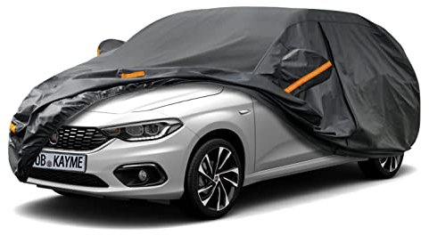 Telo Copriauto, Kayme Hatchback Copertura per Auto Impermeabile, Compatibile con 2016-2024 Fiat Tipo, Anti UV Anti Vento Antipolvere a 7 Strati con Cerniera e in Cotone.(Consegna in 3-7 giorni)