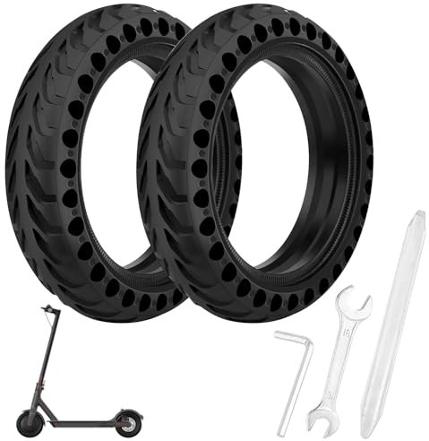 Solid Reifen, 2-Teilig E Scooter Reifen, Kompatibel mit Xiaomi M365 / Pro 2, 8 1/2 x 2 Scooter Reifen, Vollgummireifen E Scooter 8,5 Zoll mit Montagewerkzeug (Schwarz)