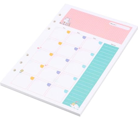 NUOBESTY A5 Nachfüllpapier Bunt 6 Löcher Loseblatt Papierfüller Für Monatsplaner Spiralblock Notizbuch Nachfüllungen Doppelseitig Schreibwaren Bürobedarf