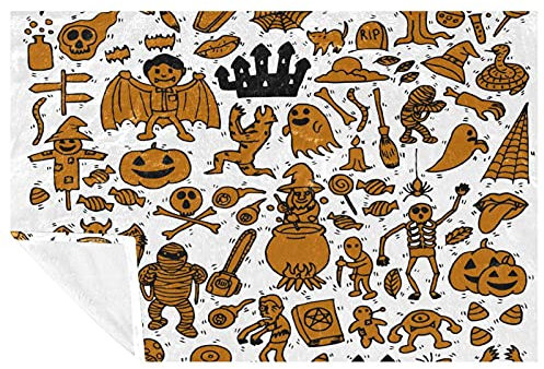 Fleece-Überwurfdecke für Couch, gemütliche, leichte, weiche Decken und Überwürfe für erwachsene Kinder, 149,9 x 99,8 cm, niedlicher Halloween-Sarg-Geist