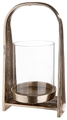 GILDE Deko Windlicht Laterne - Nostro mit Glaseinsatz - Aluminium - champagnerfarben Ø 20, Höhe 32 cm