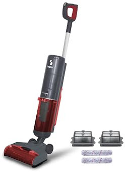 BEPER P202VAL200 Lavapavimenti Senza Filo Potente a 2 velocità Pavimenti con Display LED, Aspirapolvere Lava Aspira Asciuga Rosso, 200 W, 1.2 Liters