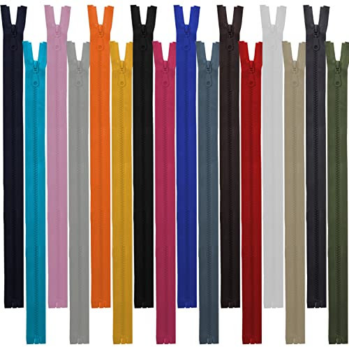 DOITEM Reißverschluss, 16 Stück Reißverschlüsse Plastik Kunststoff Zähne 5mm Mittelgrob Teilbar für Jacken (16 Farbe, 70cm)