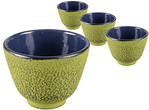 tea4chill Gusseisen Teetasse Mika moosgrün 100ml. Traditionelle asiatische Gusseisen Teebecher im Set. Ideale Ergänzung für Gusseisen Teekanne.