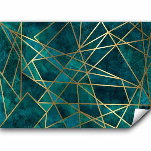 murando PREMIUM Papier peint Abstrait 350x256 cm Décoration Murale XXL Poster Tableaux Muraux Tapisserie Photo Trompe l'oeil illusion Effet 3D Lignes bleu or a-A-0857-a-a